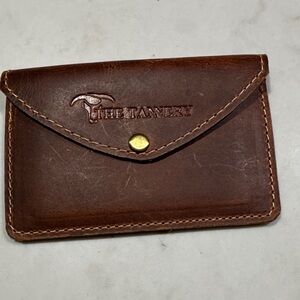 Vintage Brown Leather Card Holder with Snap Closure